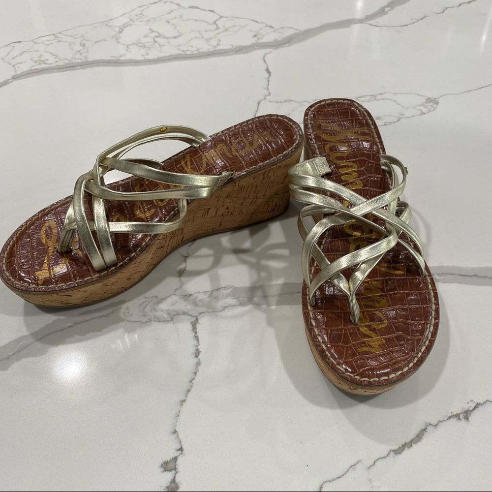 Sam Edelman Gold Wedges